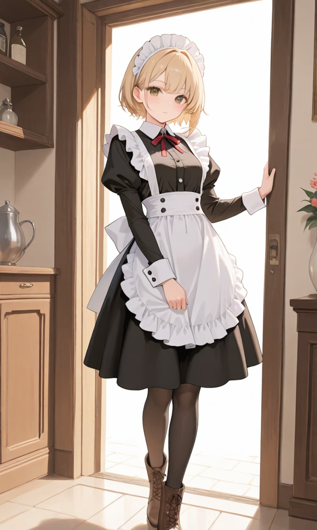 金髪ショートヘアメイド