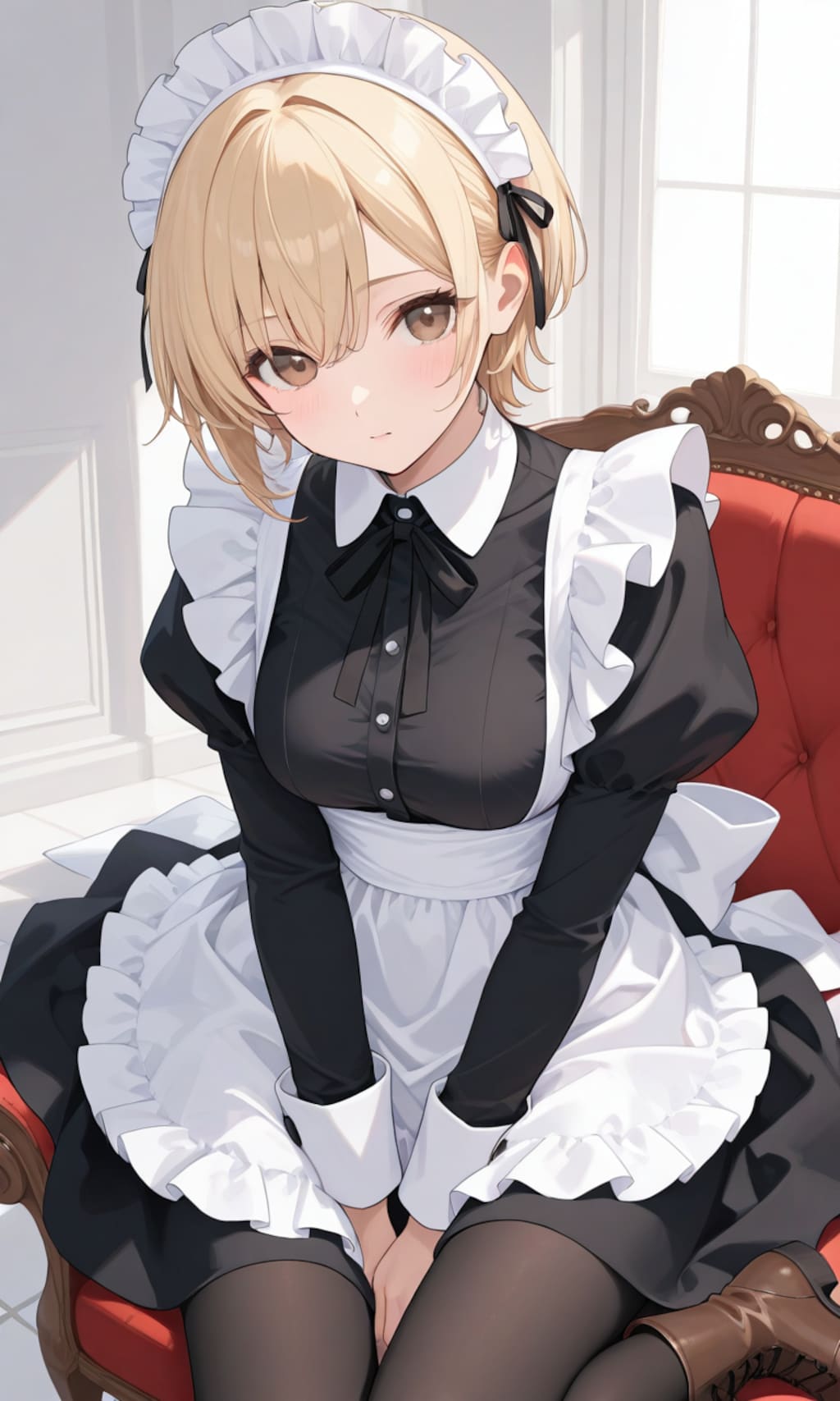 金髪ショートヘアメイド