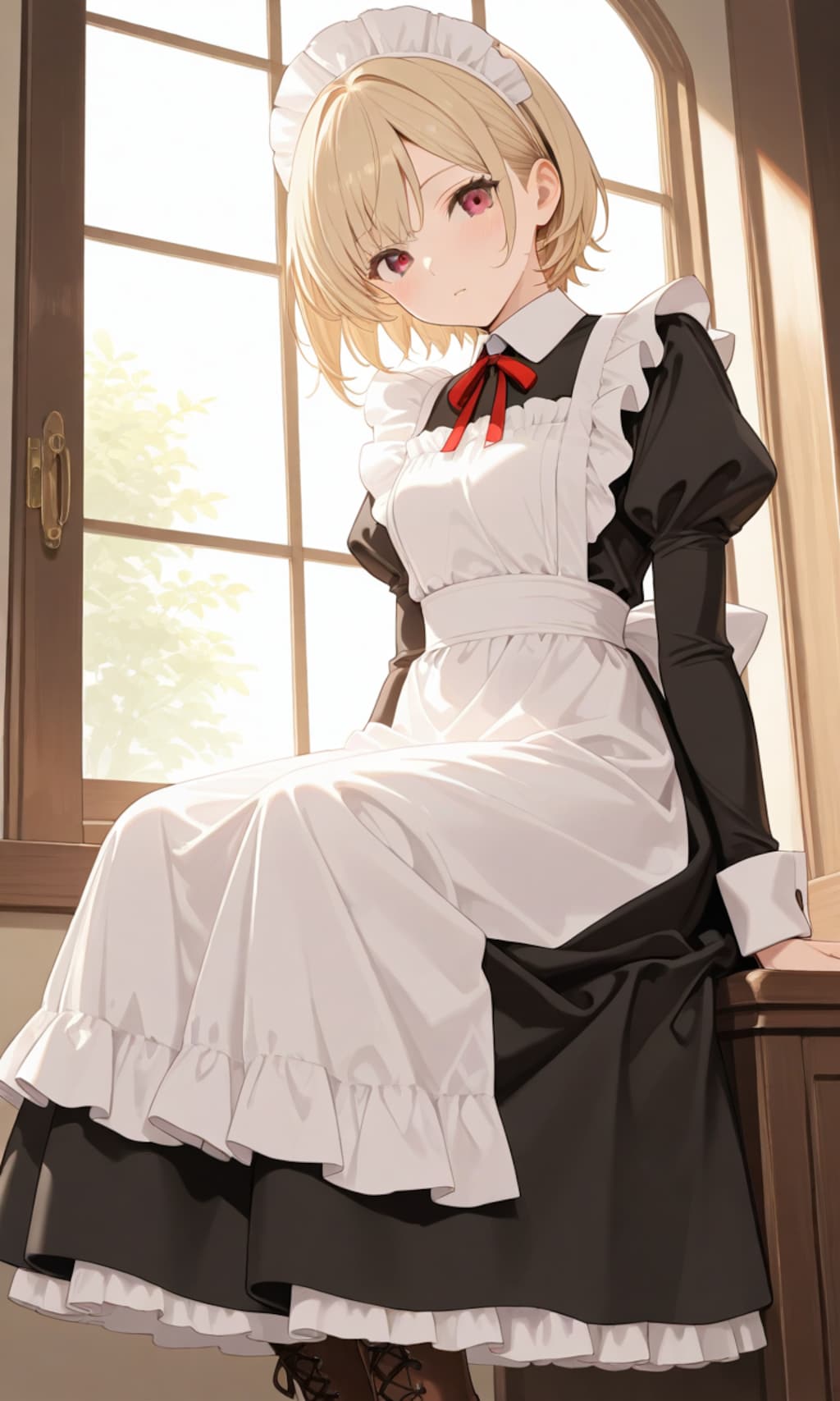 金髪ショートヘアメイド