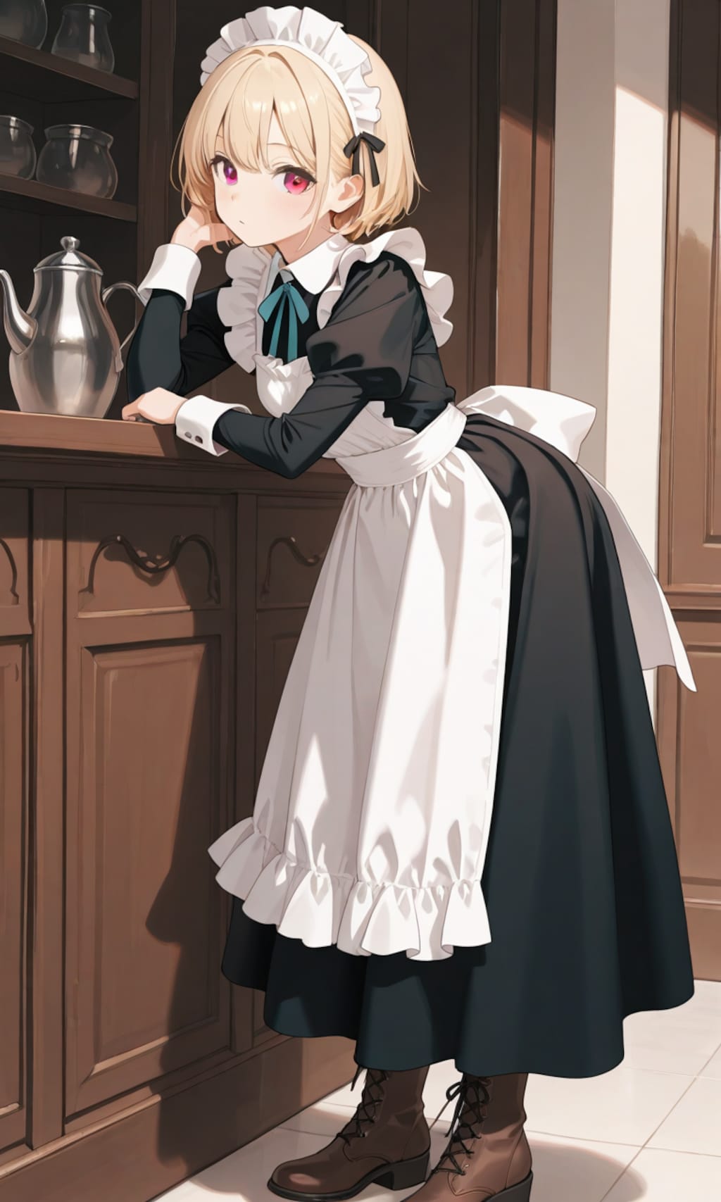 金髪ショートヘアメイド