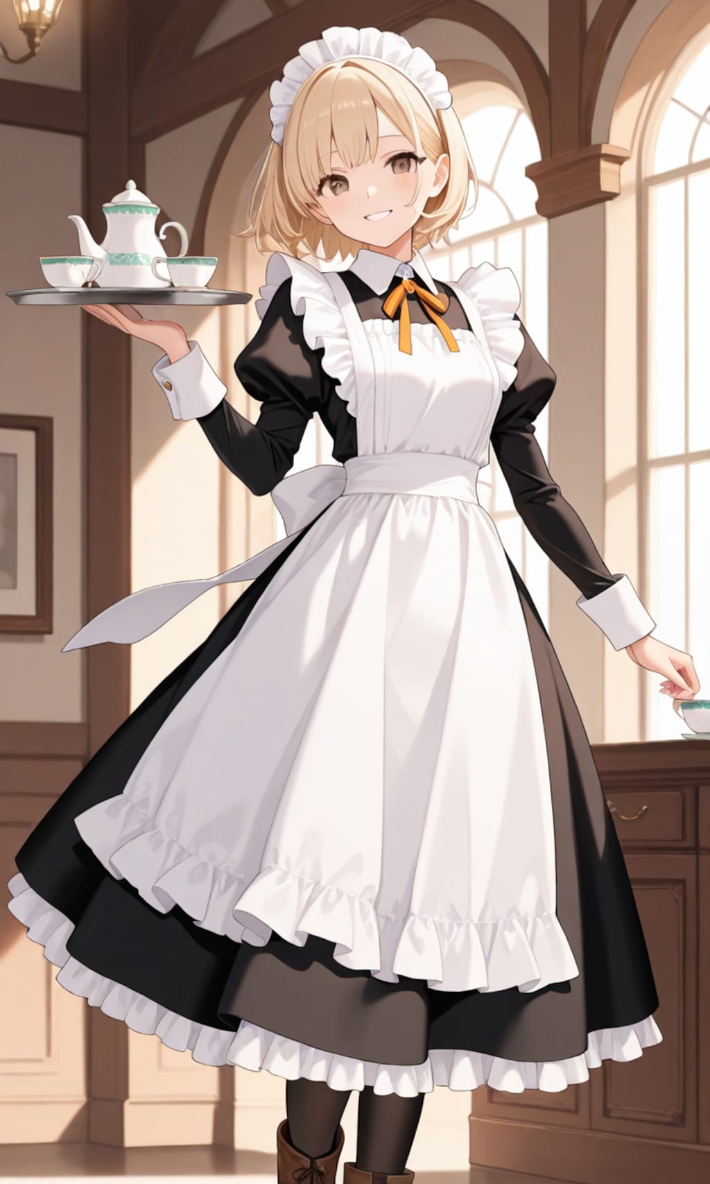 金髪ショートヘアメイド