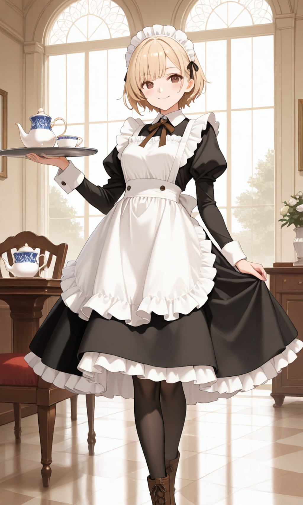 金髪ショートヘアメイド