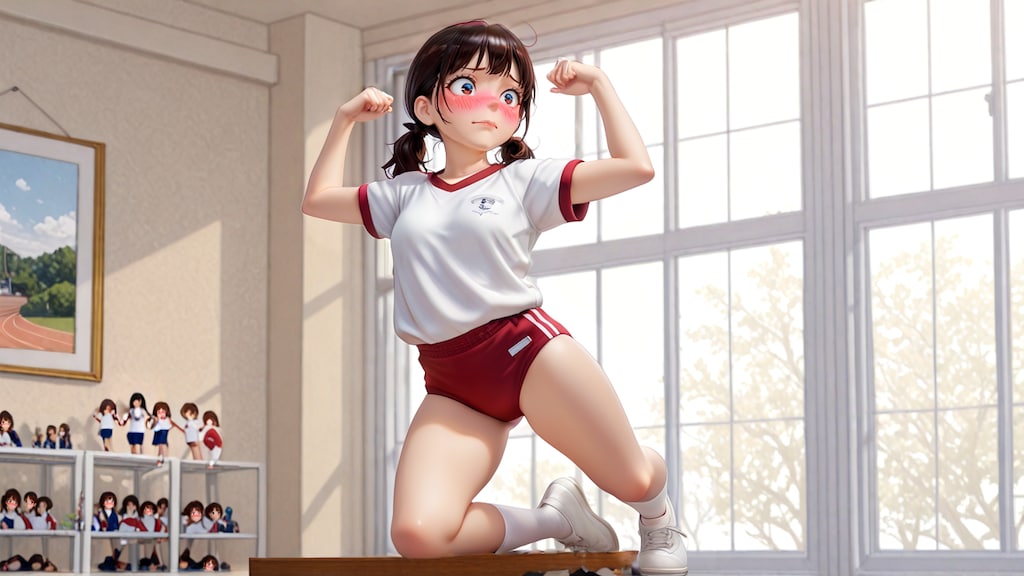 むんって力入れてるのに全く筋肉無いの