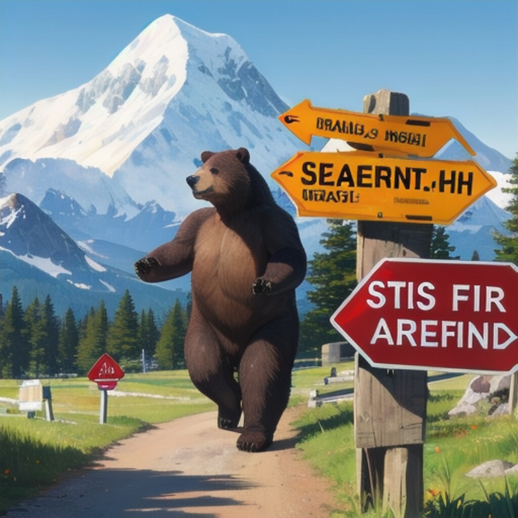 クマに注意するくま🐻