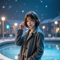 冬の湖畔の女性 12枚目