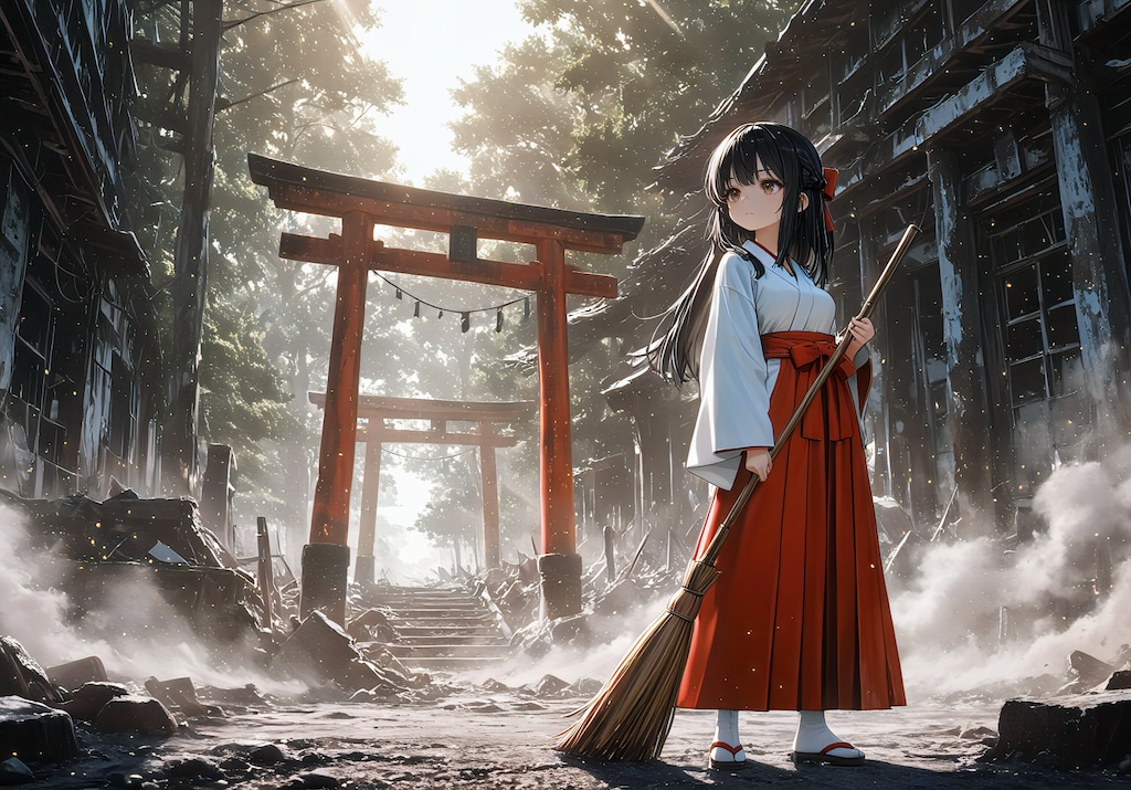 廃社を掃く桜守の巫女