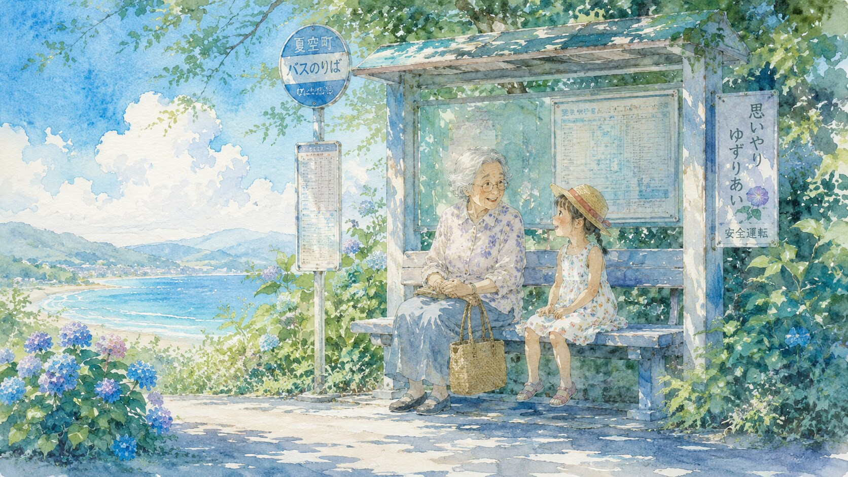 夏のバス停