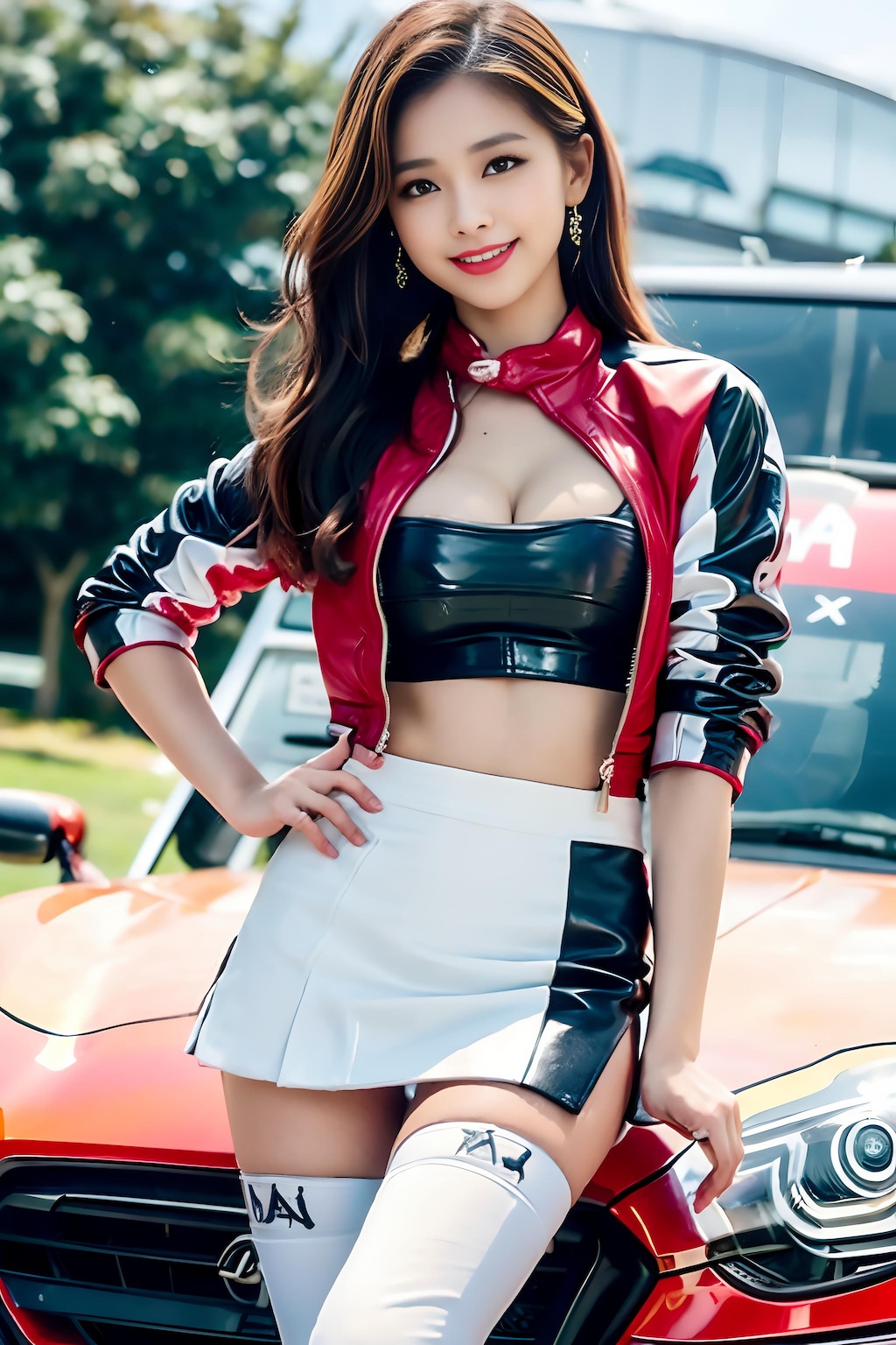 スカートを下げてもらったけど（この娘たちは、これはこれでカワイイ美人）