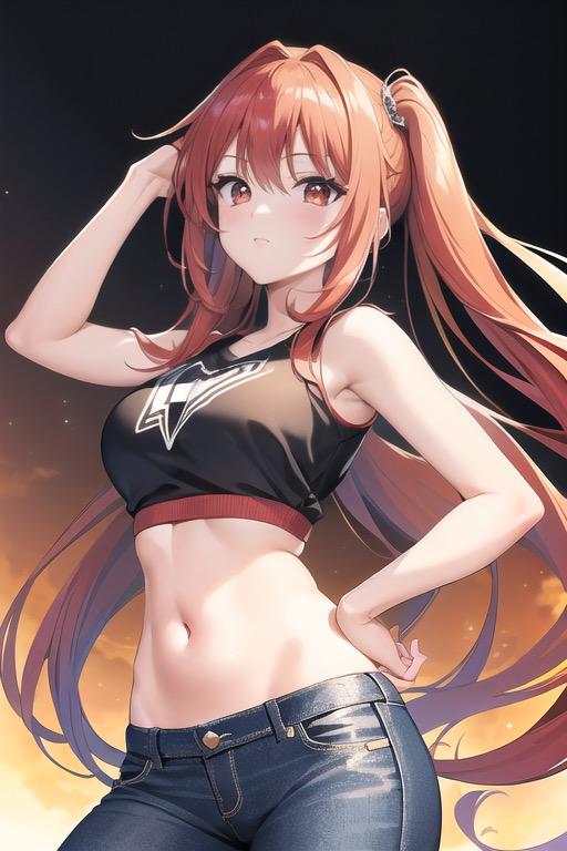 赤髪ロング美女