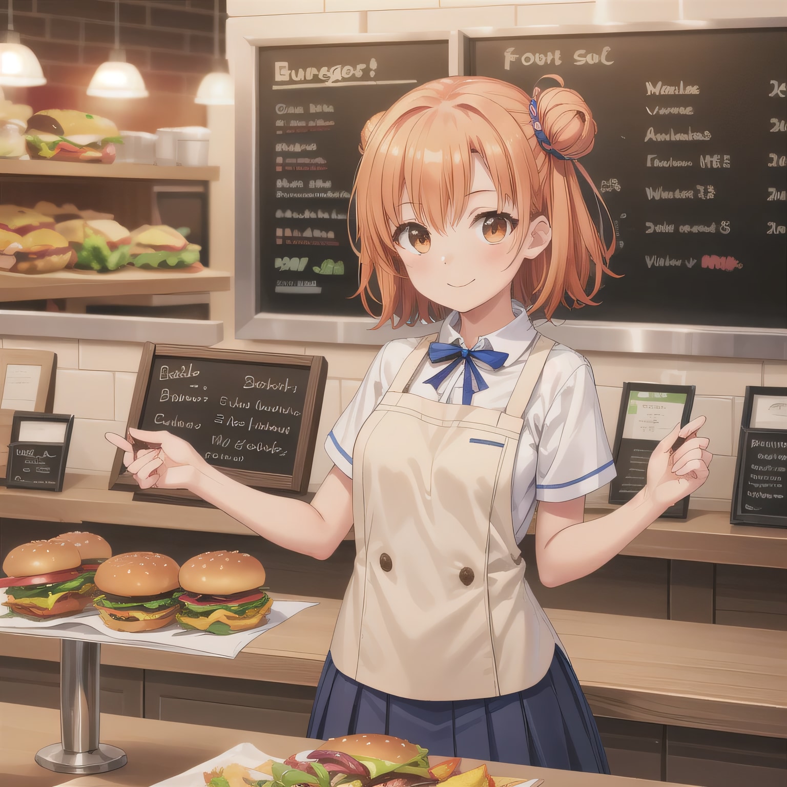 茶髪シニヨンでクルーの少女 | の人気AIイラスト・グラビア