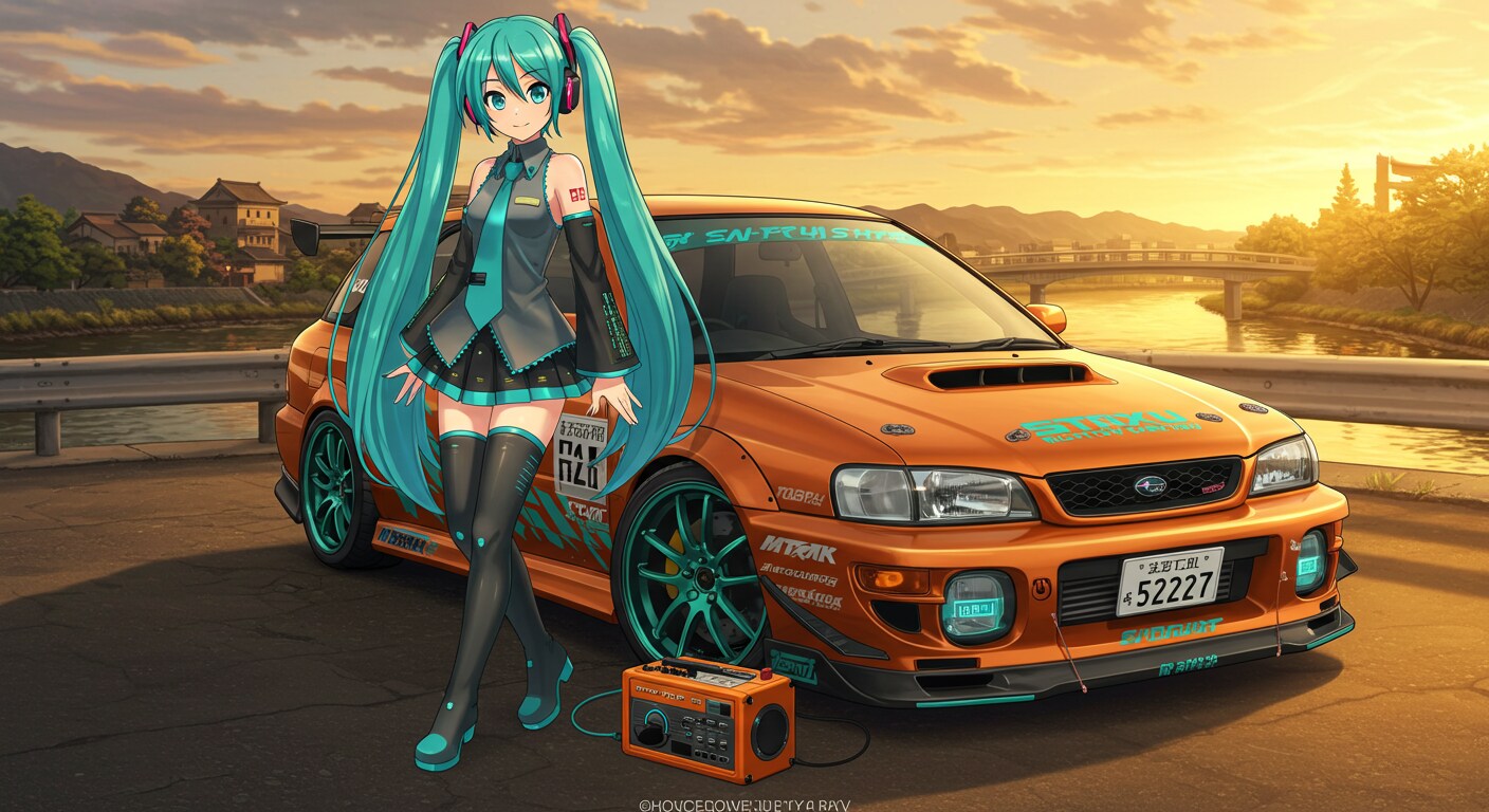 初音ミクとスバルインプレッサスポーツワゴン | の人気AIイラスト・グラビア