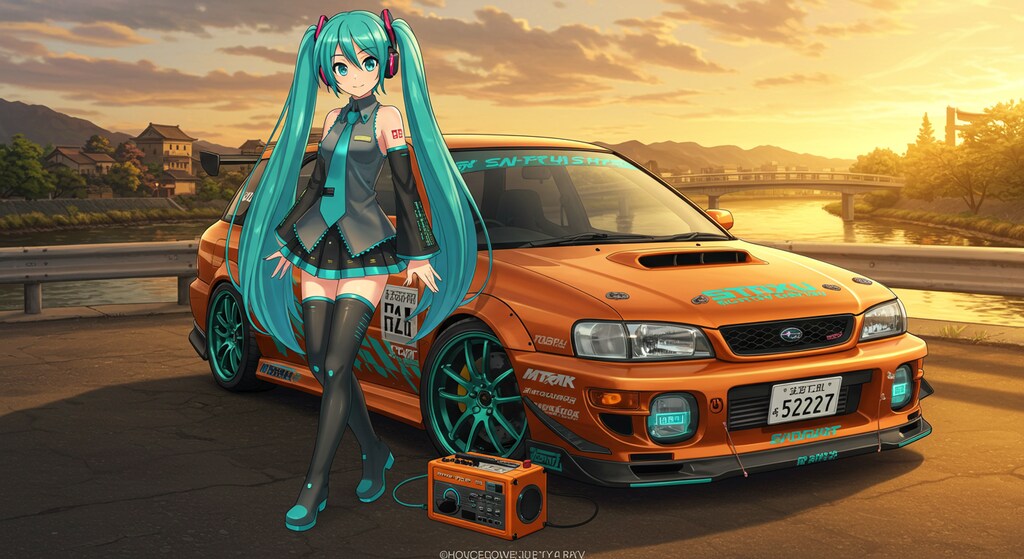 初音ミクとスバルインプレッサスポーツワゴン