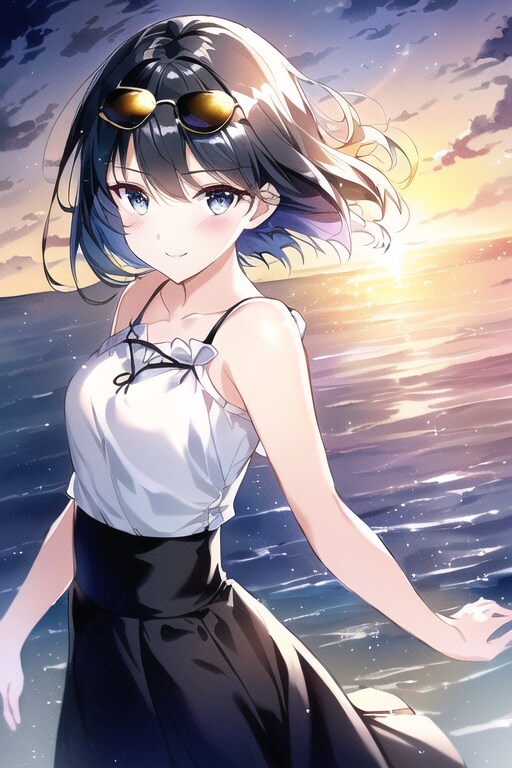 夕焼けの空で
