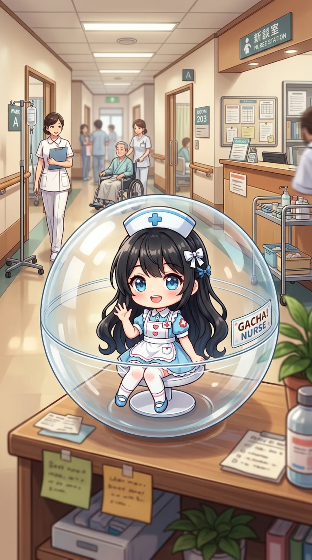 ナース服姿のARCANAちゃんをカプセルに入れたよ