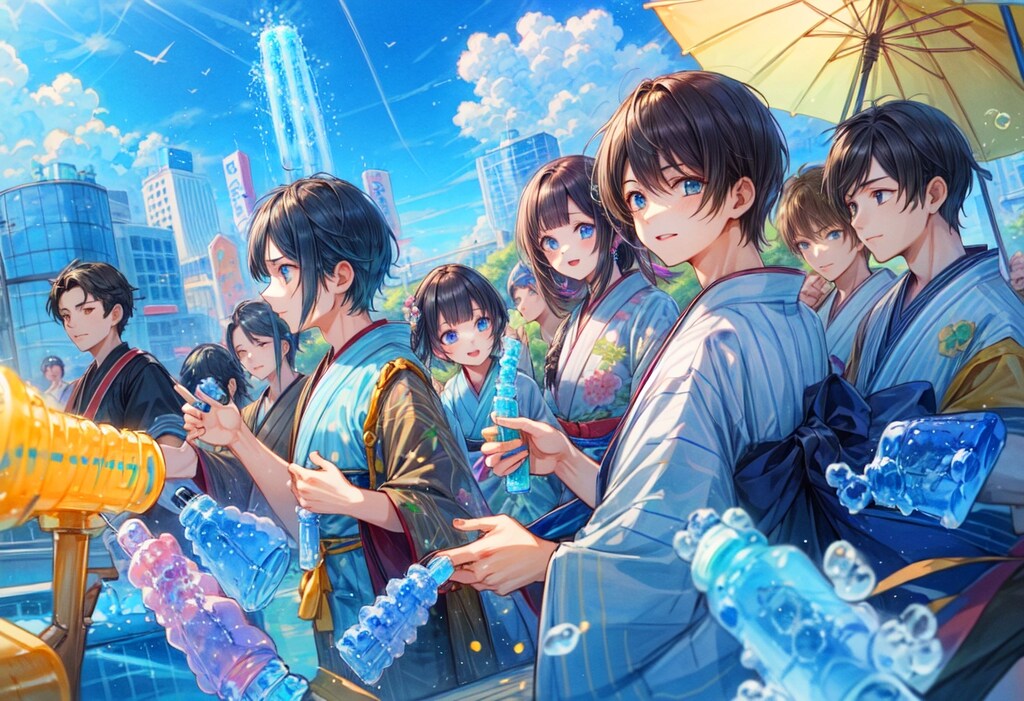 みんなでラムネを飲もう★(5枚)レトロモダン街シリーズ107