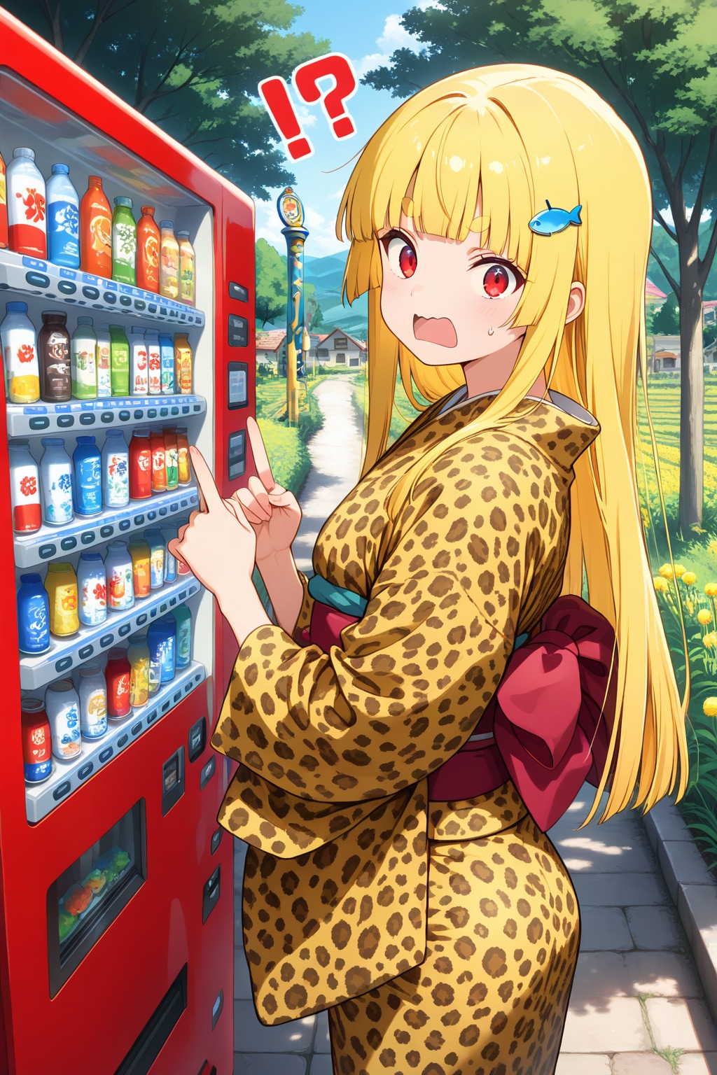 自販機と黄色髪ちゃん | の人気AIイラスト・グラビア