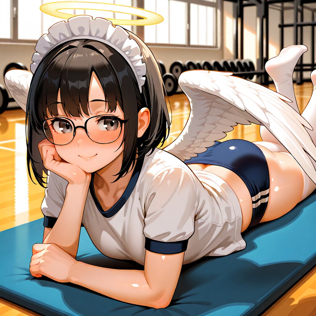 寝そべりブルマメガネっ娘さん