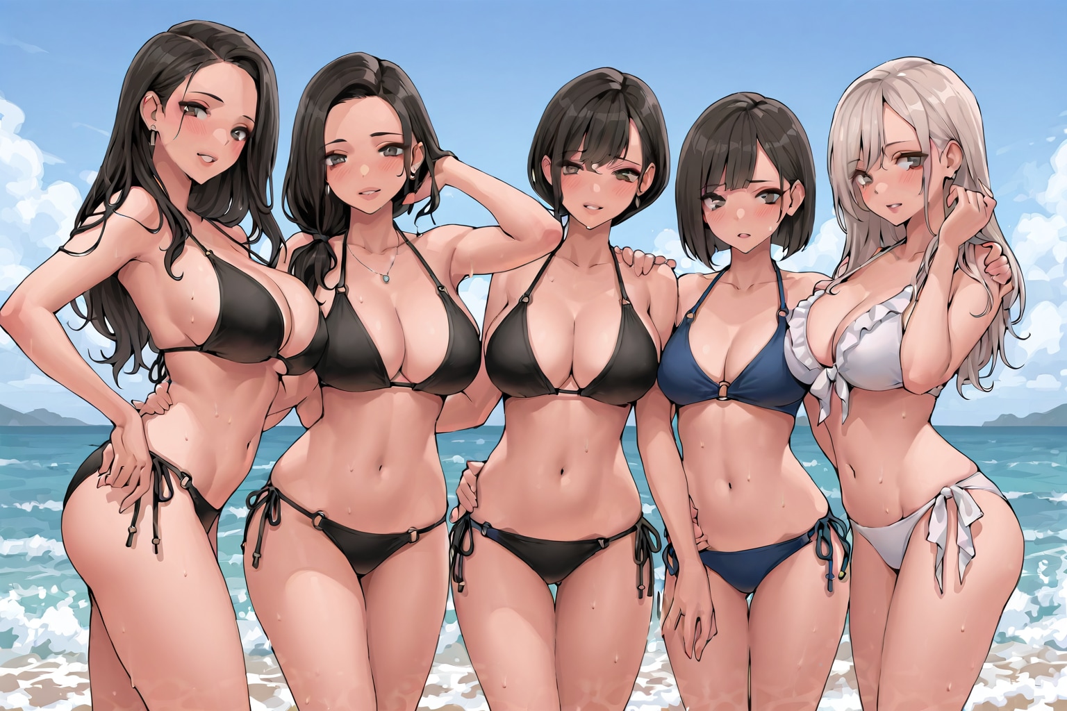 #HOLE試作版「ビキニ水着の美女たち」　ーサンプルプロンプト流用参照ー
