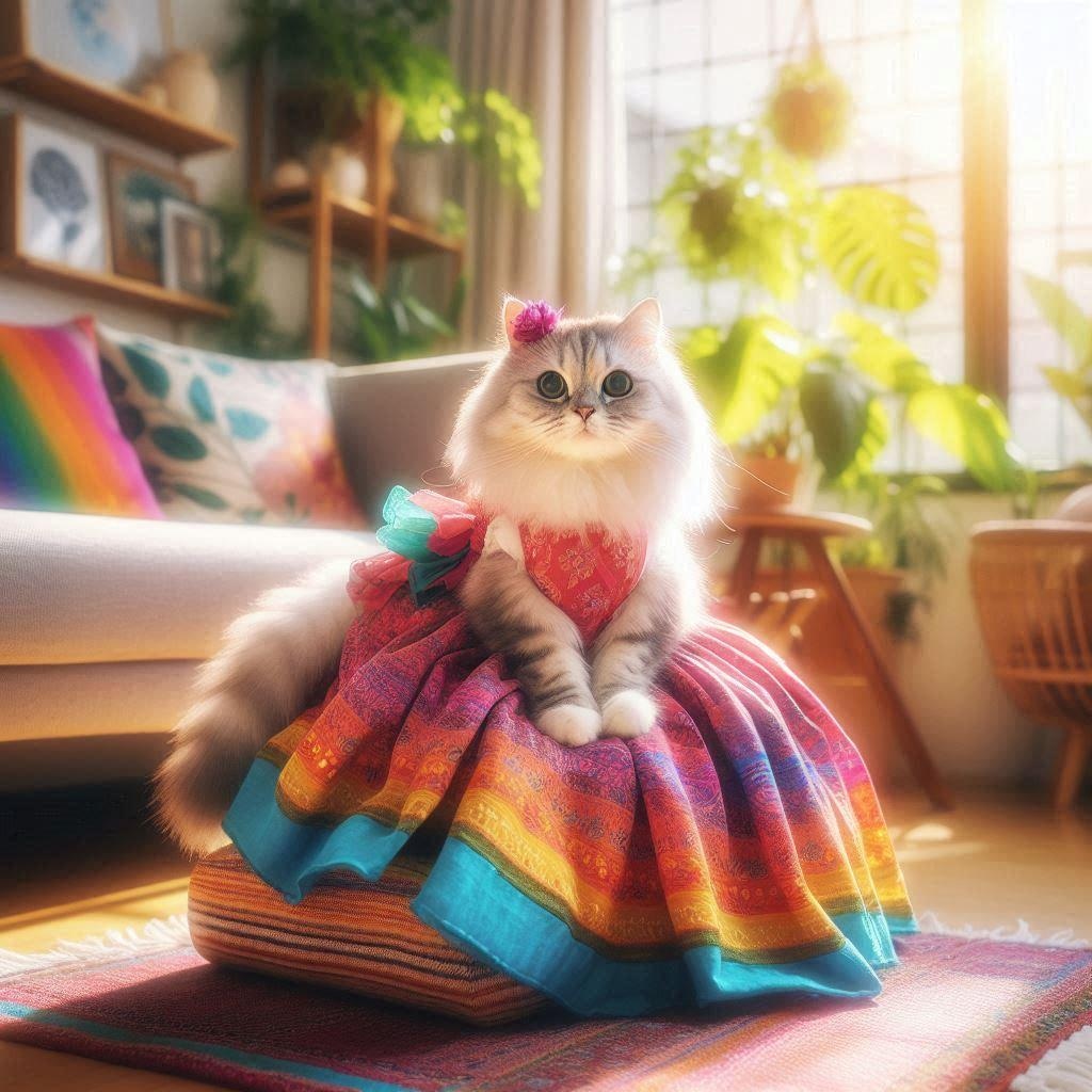 ロングスカートの猫