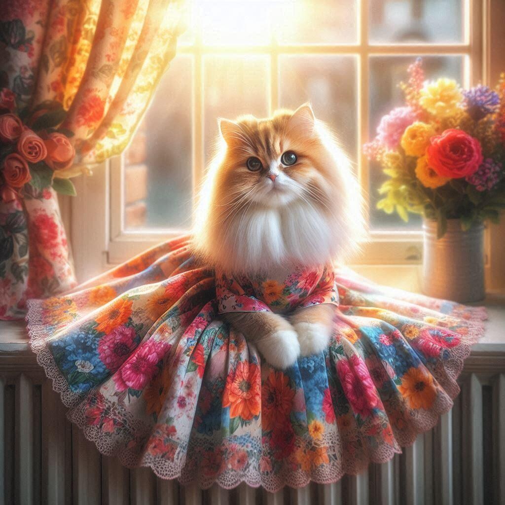 ロングスカートの猫