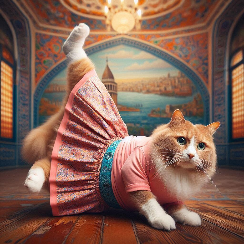 ロングスカートの猫