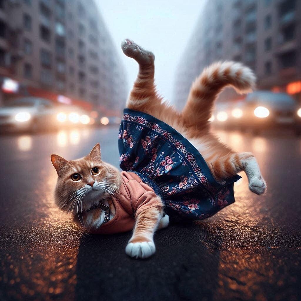 ロングスカートの猫