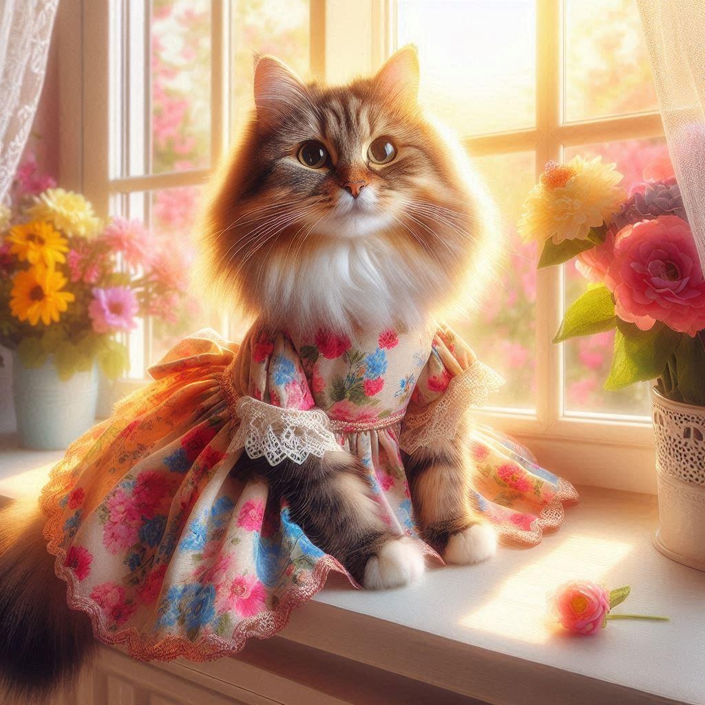 ロングスカートの猫