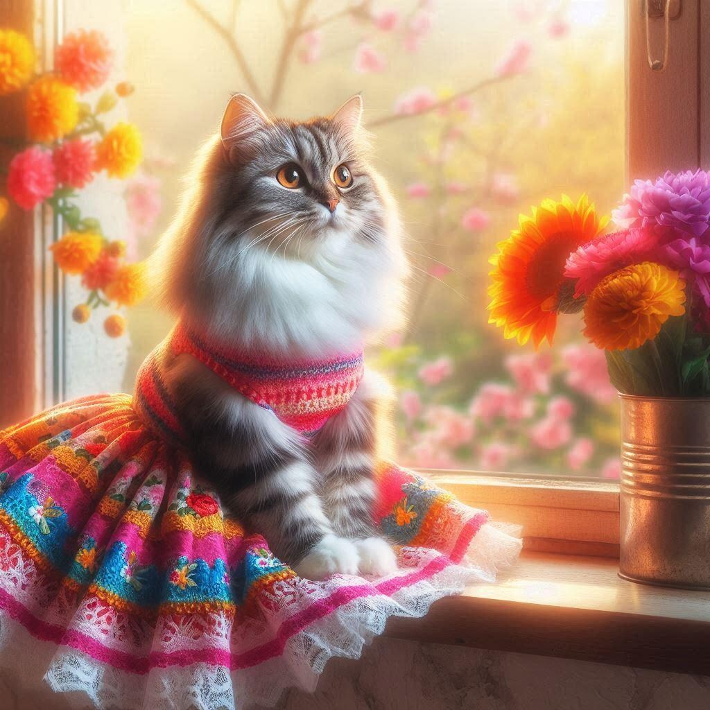 ロングスカートの猫