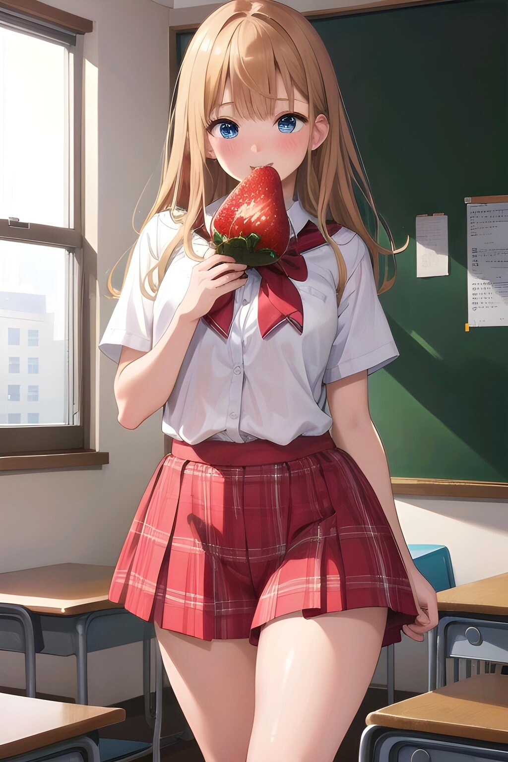 でかい🍓にかぶりつくJK