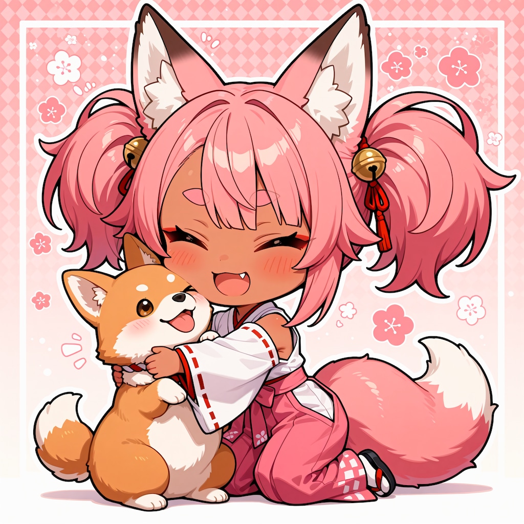 コーギーと桃狐ちゃん