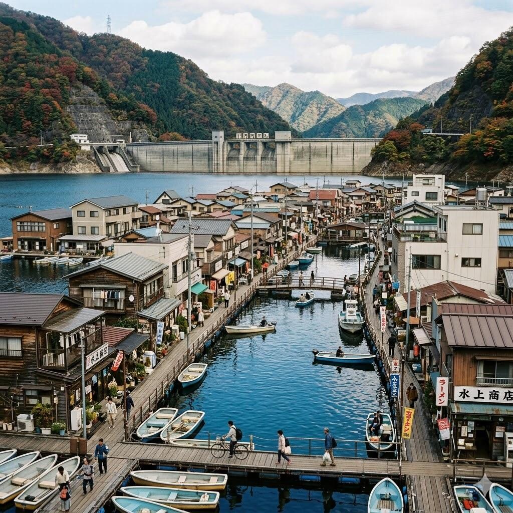 ダムの上に作った町
