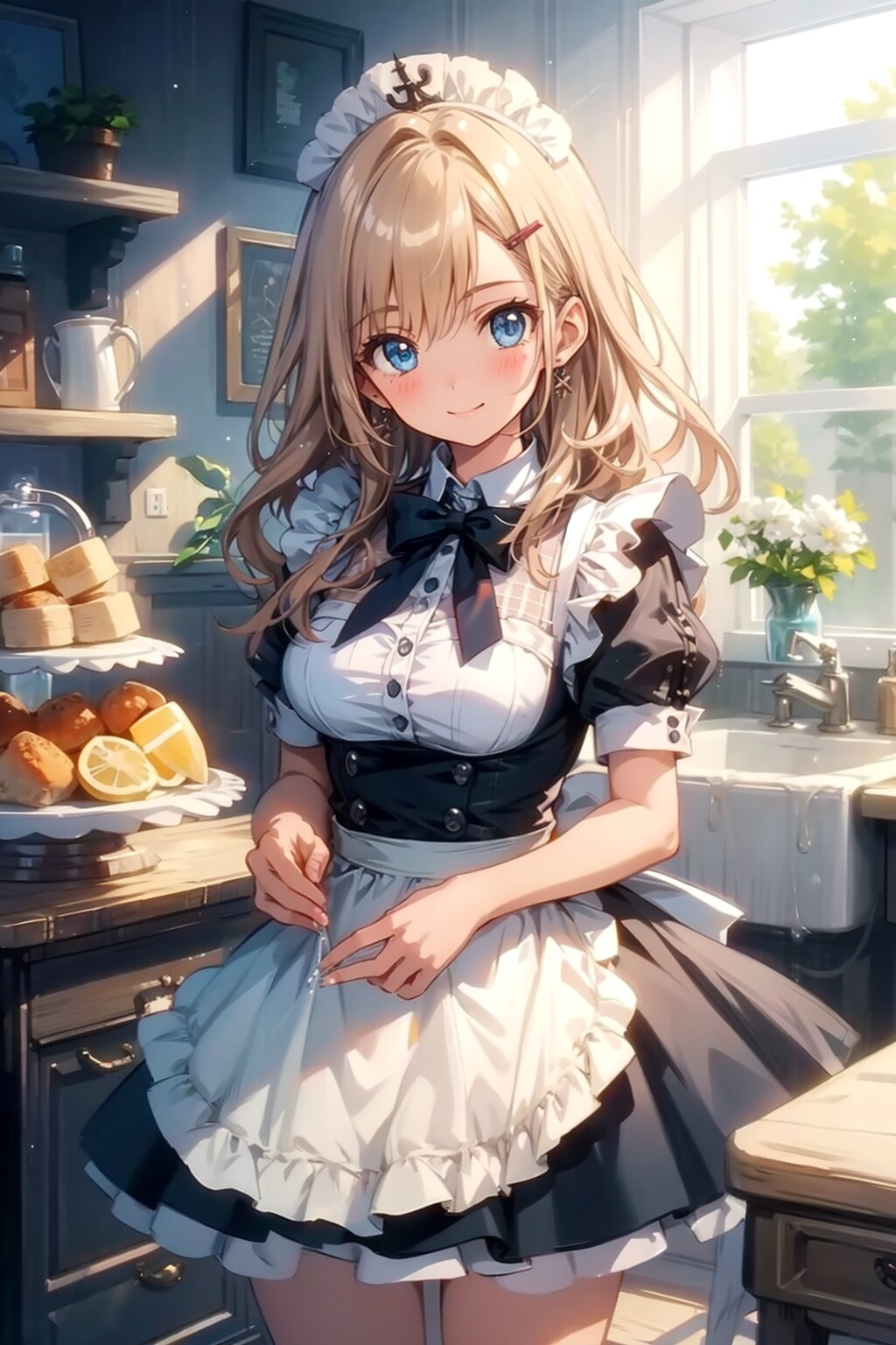 ロングヘアの美少女メイド