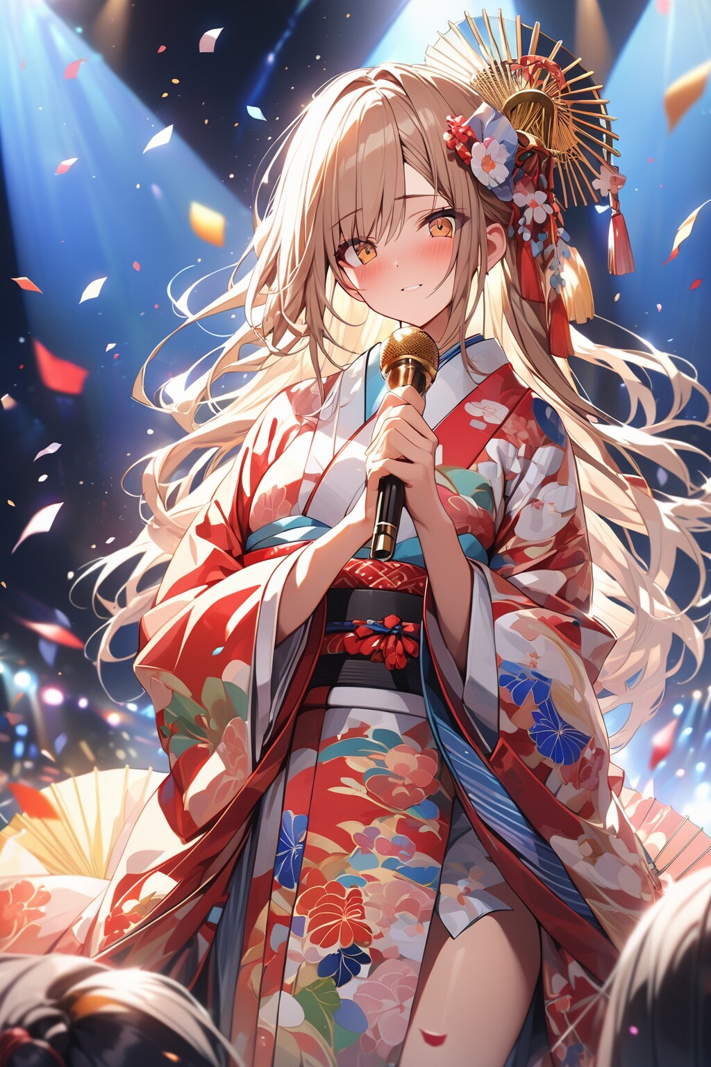 ステージ上の花吹雪