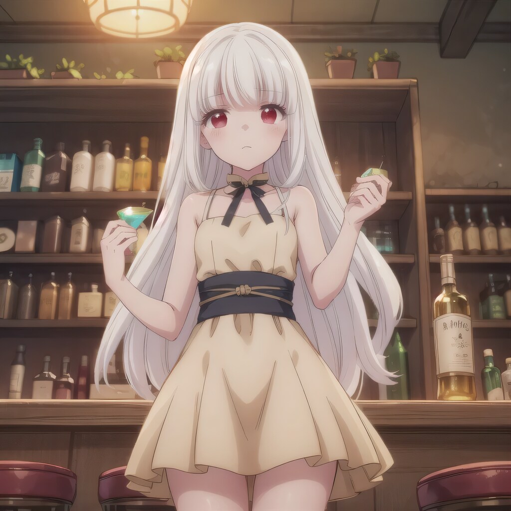 白髪ロングで酒場の少女３