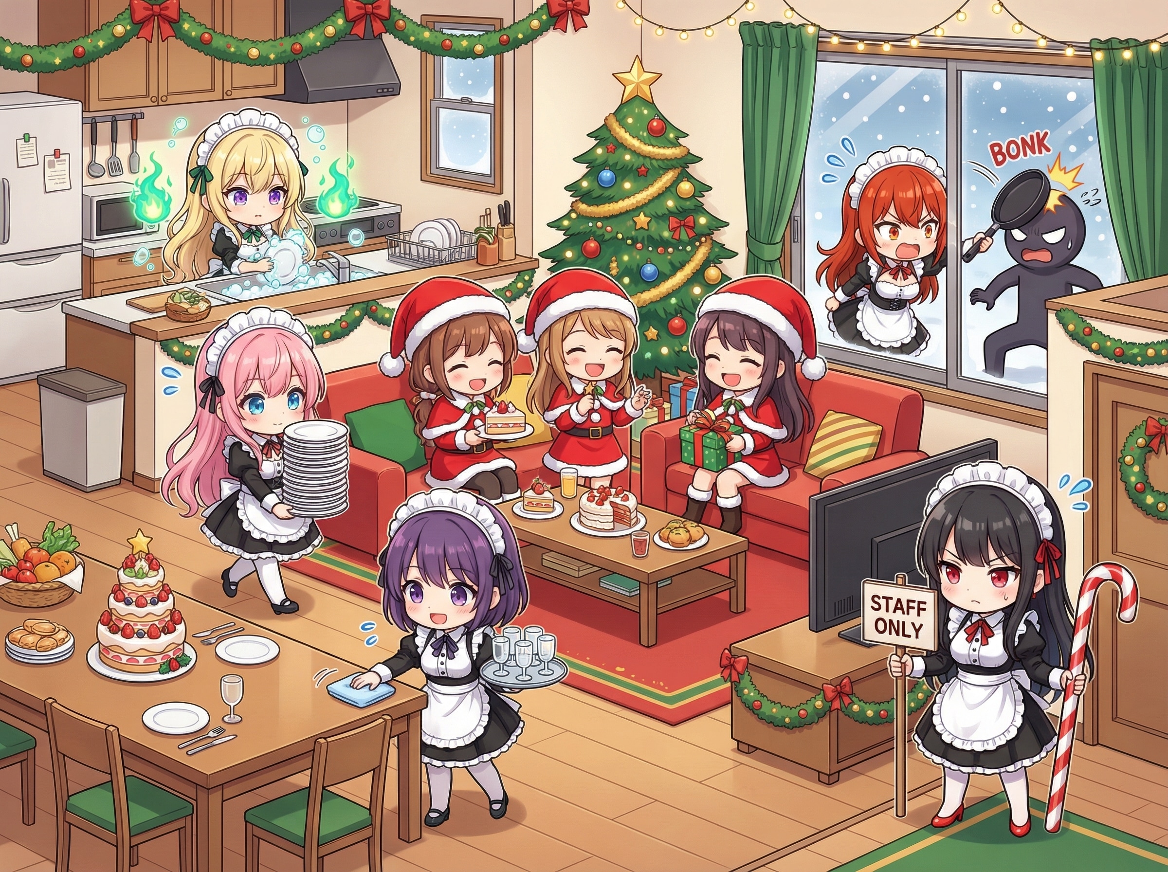 サンタコス女子たちのクリパ | の人気AIイラスト・グラビア