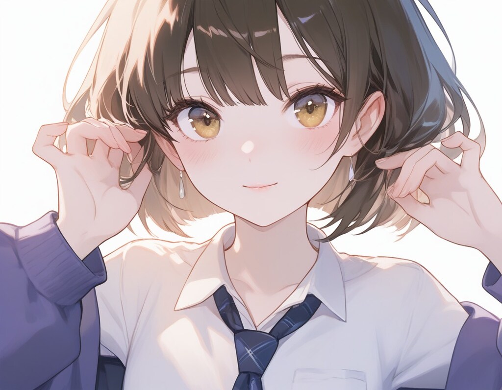 髪をかきあげる