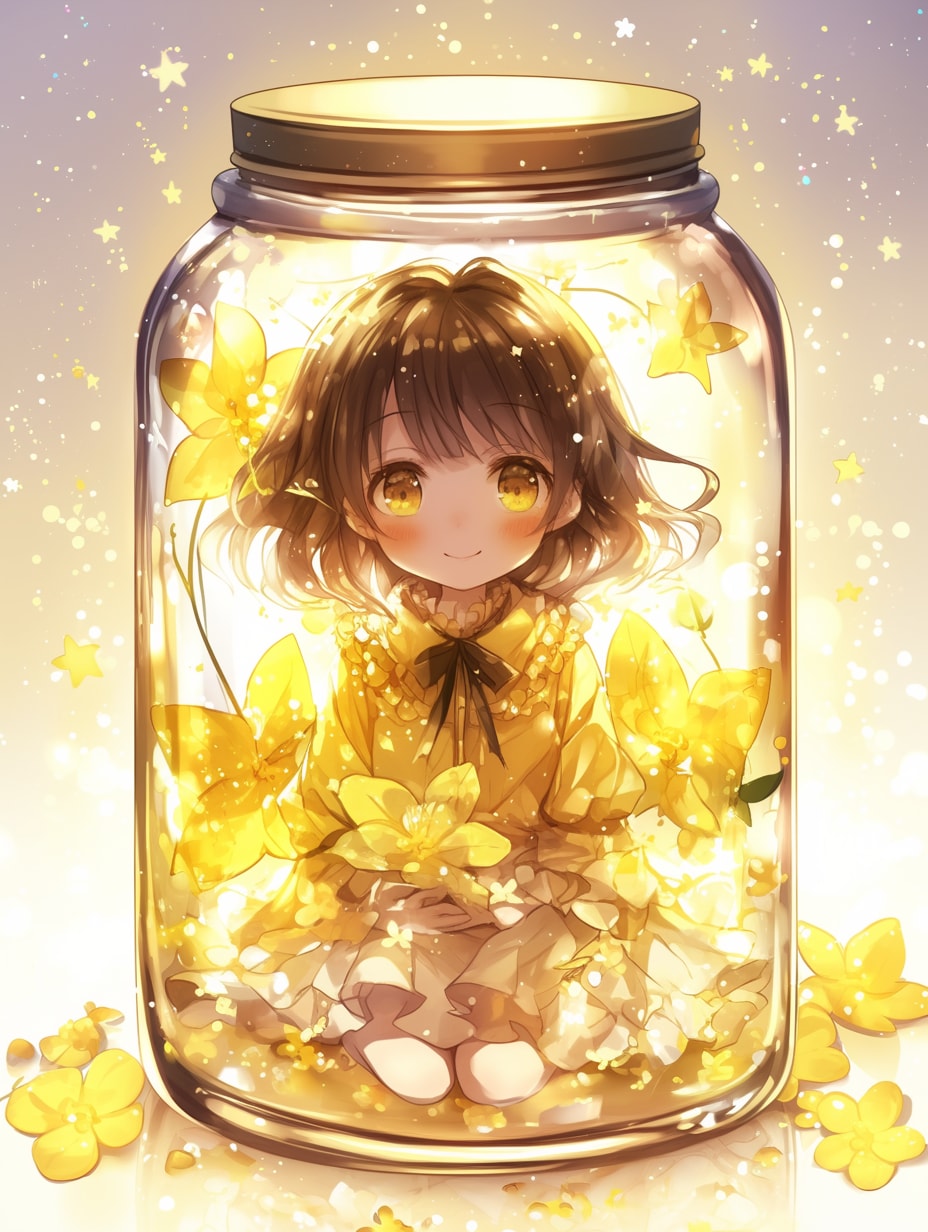 「瓶詰の少女」黄104 | の人気AIイラスト・グラビア