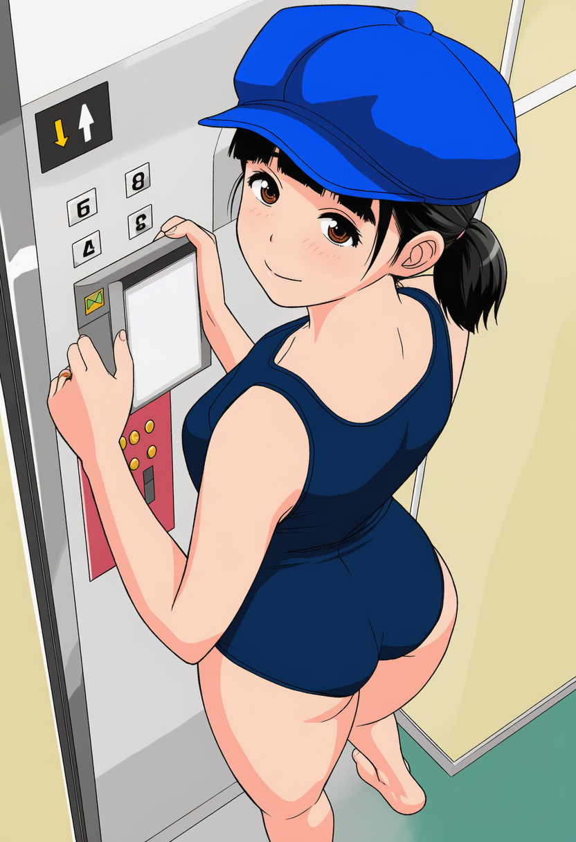 スク水モールのエレベーターガール