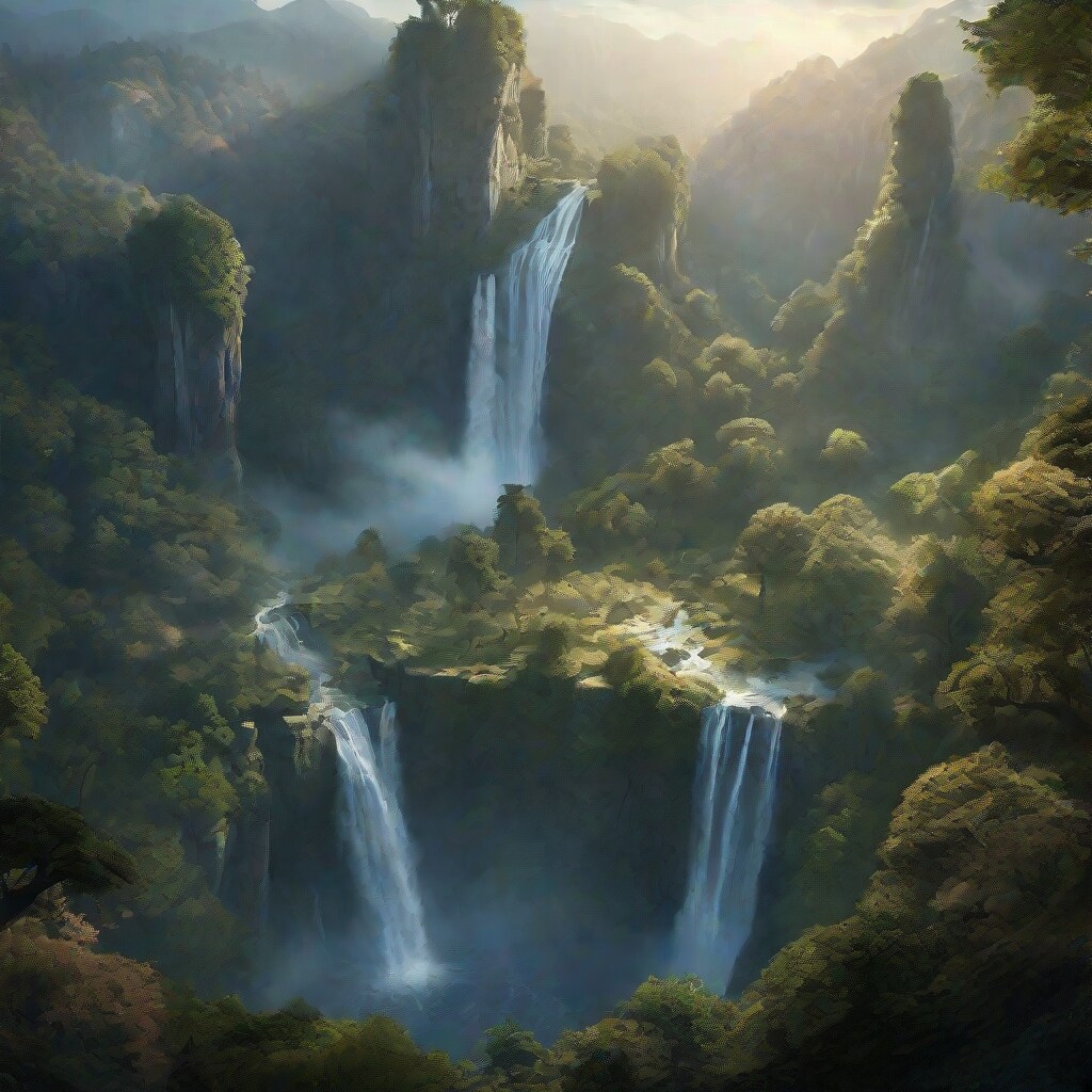 マイナスイオンを感じる滝 | の人気AIイラスト・グラビア