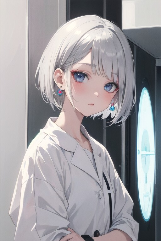 銀髪ボブ