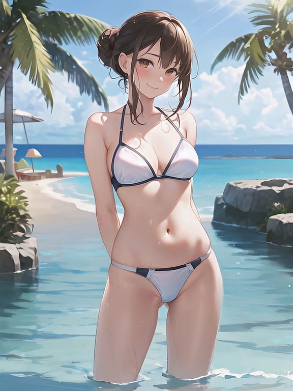 水着姿の彼女