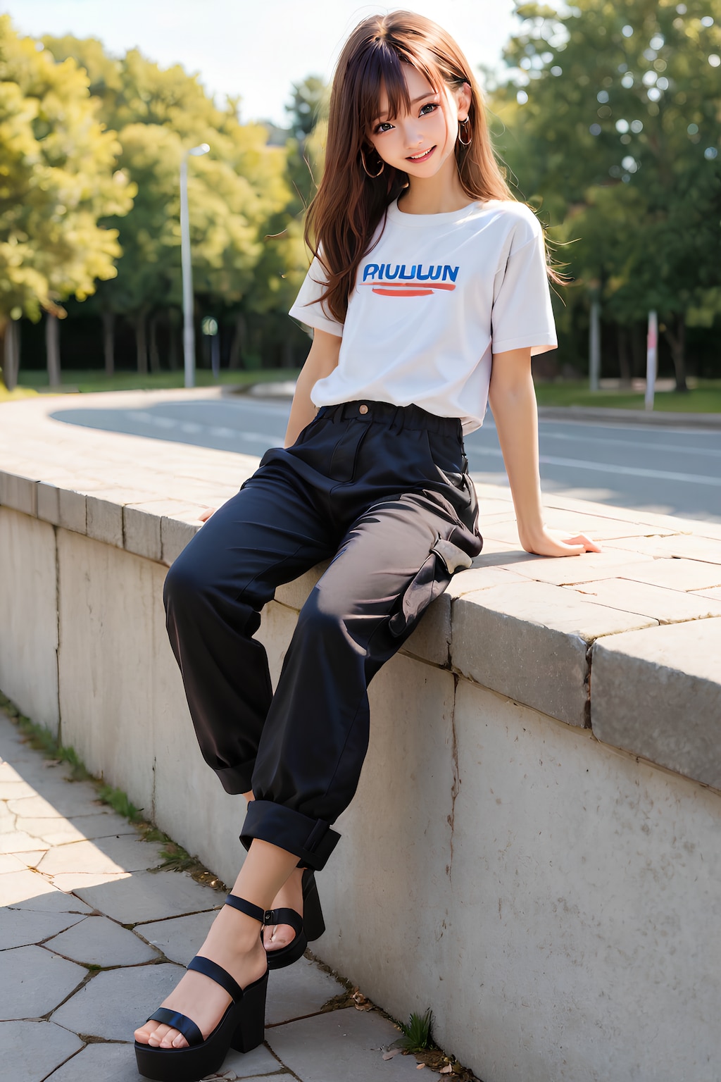 Tシャツ＆バギーパンツ