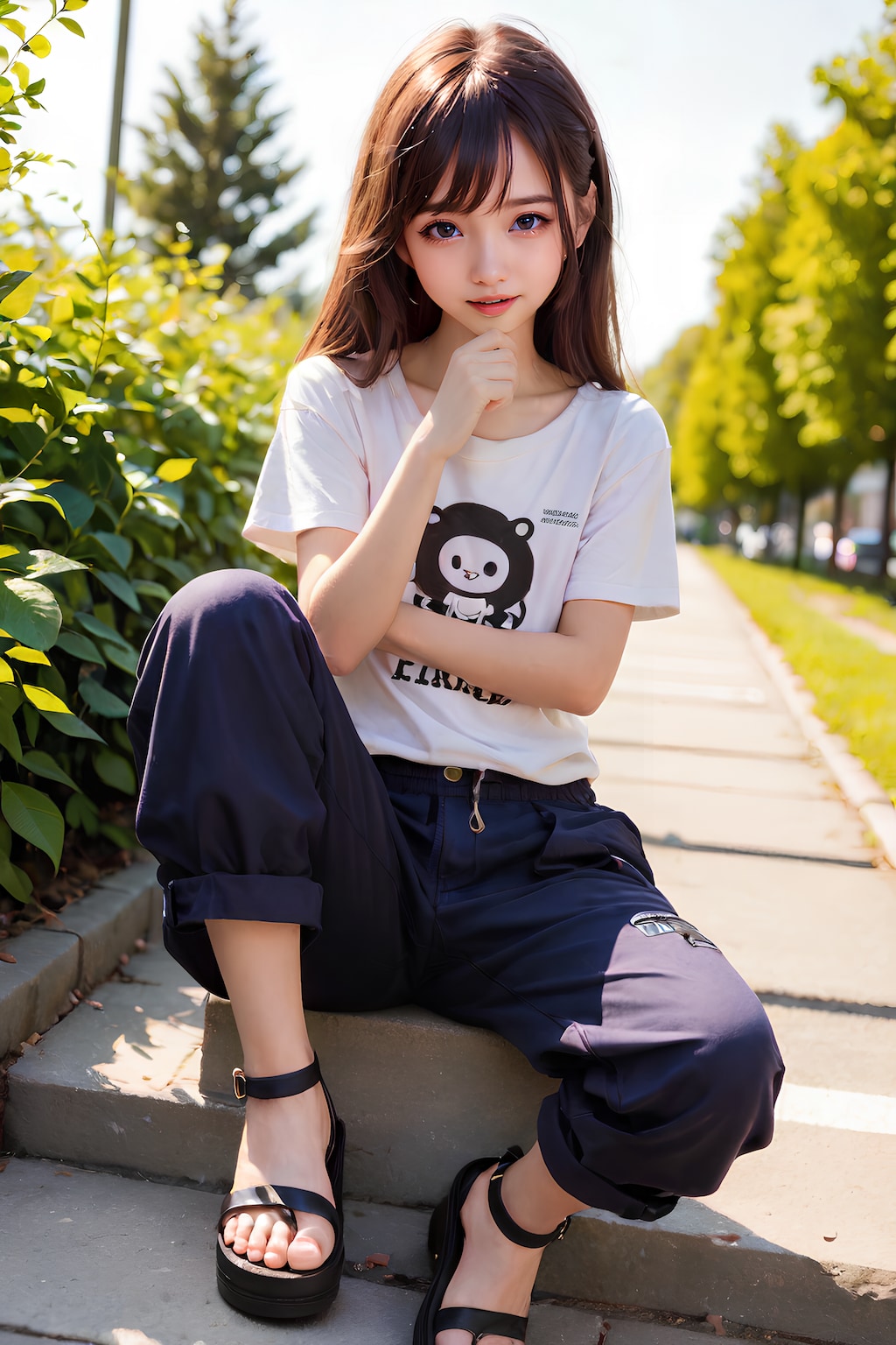 Tシャツ＆バギーパンツ