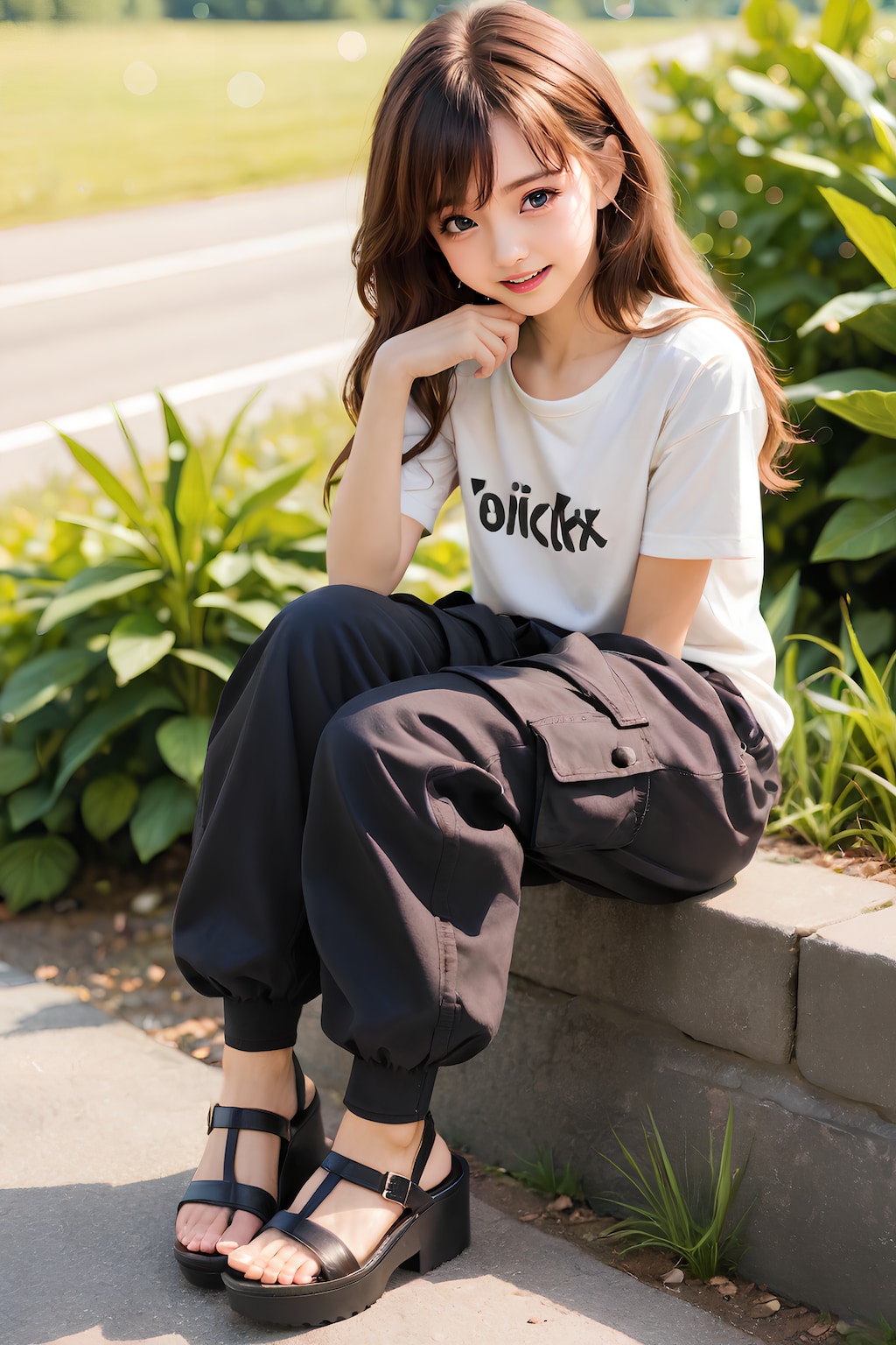 Tシャツ＆バギーパンツ