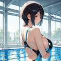 グラマーな女の子がサイズの小さい競泳水着を着ると 2枚目