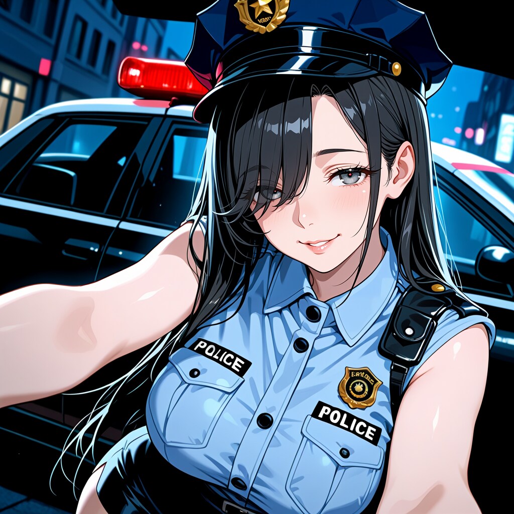 ミニスカポリスな柚月ヨルハさんさん | の人気AIイラスト・グラビア