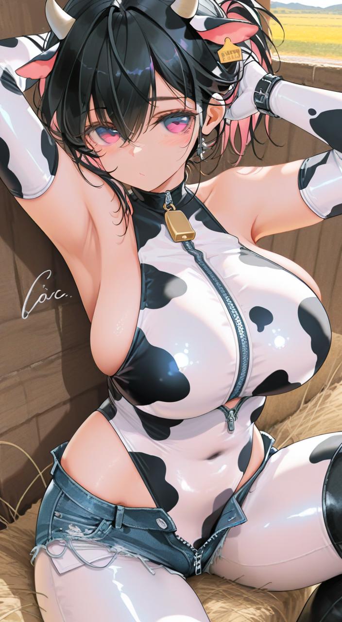 牛柄ボディスーツ