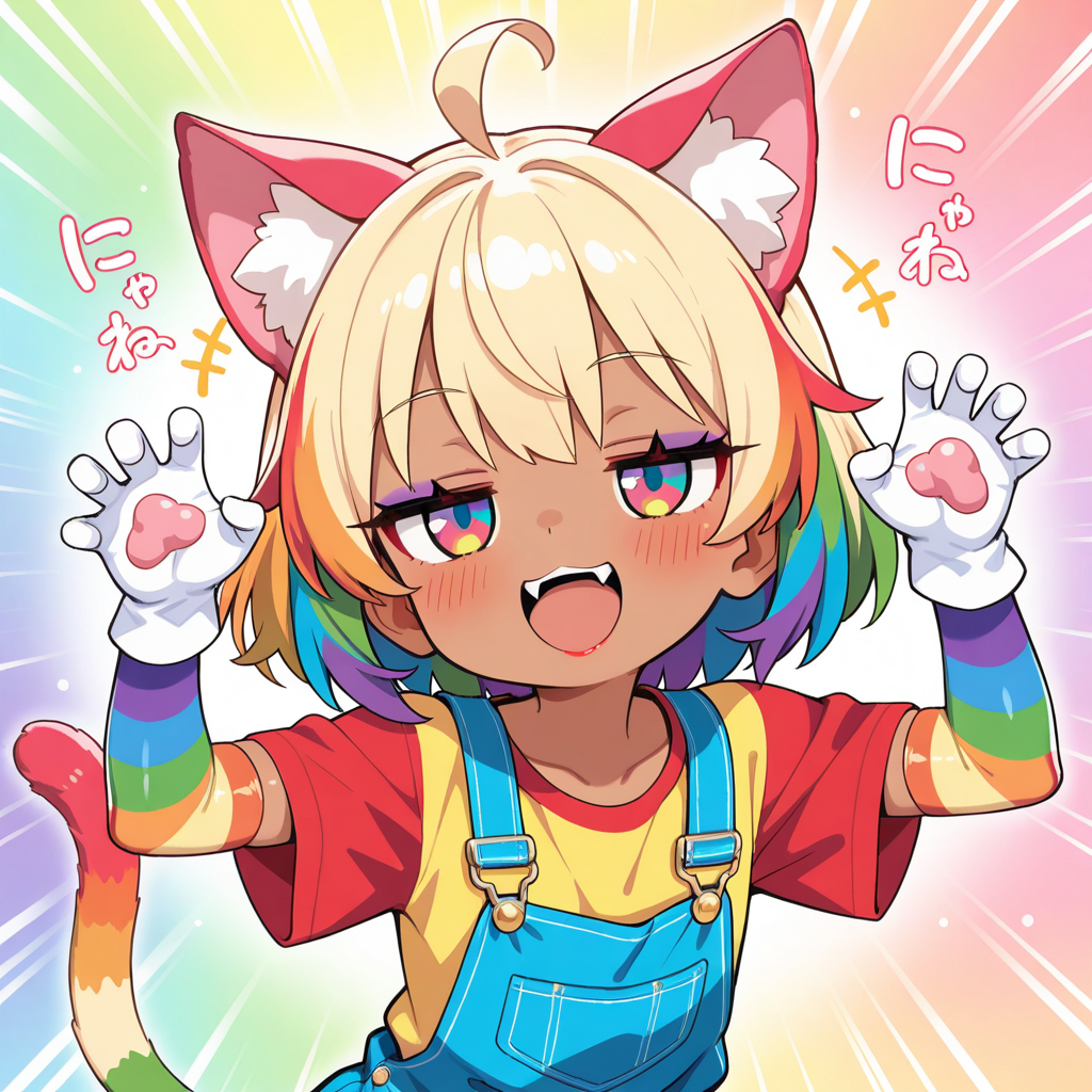 虹色ねこちゃんのエルボーグローブ