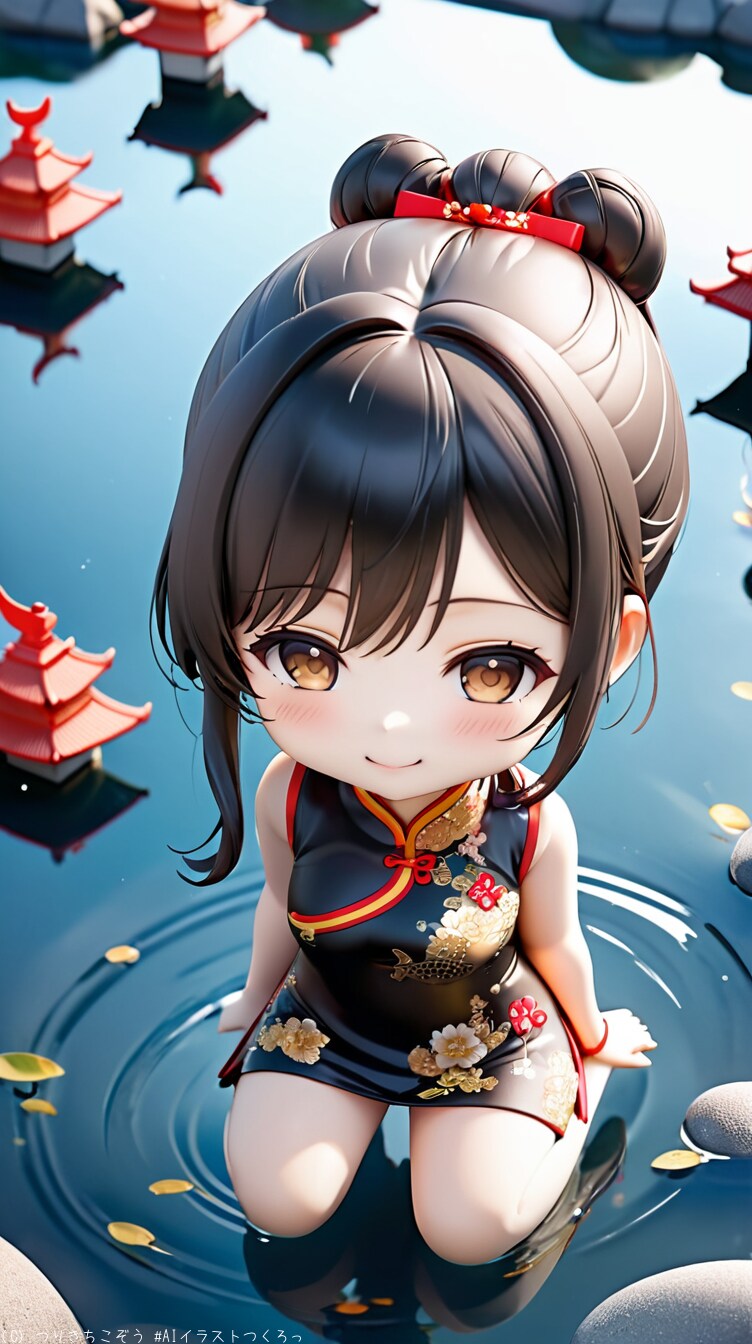 水の上のチャイナ服 | の人気AIイラスト・グラビア