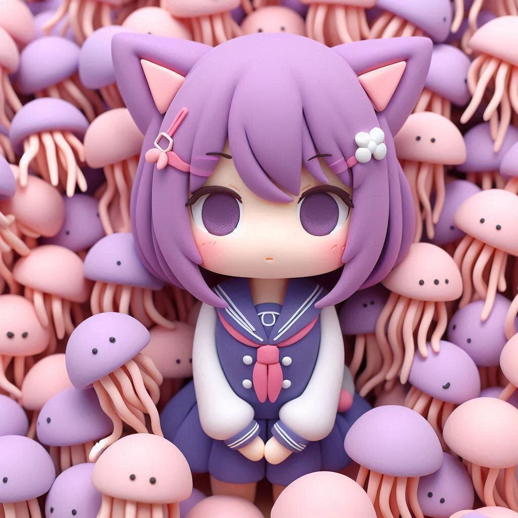 猫ちゃんとクラゲ